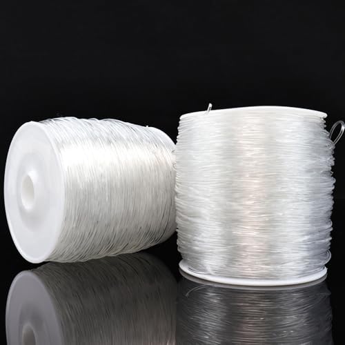 0.8 mm Stretchy Bracelet String, 2 Rolls Durable Elastic String, Clear Bead Cord for Bracelets, Necklaces, Beading, and Jewelry Making (200 m) - size: 0.8 mm
