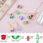 PAGOW 120pcs Tulip Flower Glass Beads, Czech Coloured Glaze Translucent Bracelet Beads, Colorful Handcrafted Crystal Loose Glass Beads for Spring Summer Valentines Wedding DIY Jewelry Making - color: Tulip-120pcs Light Colors