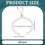 50Pcs Adjustable Slider Bracelet 18K Gold Plated Brass Extender Chains with Crystal Rhinestones Ends for DIY Bracelet Jewelry Making Findings DIY Craft Women Valentine’s Gift
