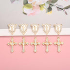 Jiali Q 20 Piece Set Rhinestone Cross Connectors and Pendants for Jewelry Making (Gold St.Benedict) - color: GOLD St.Benedict