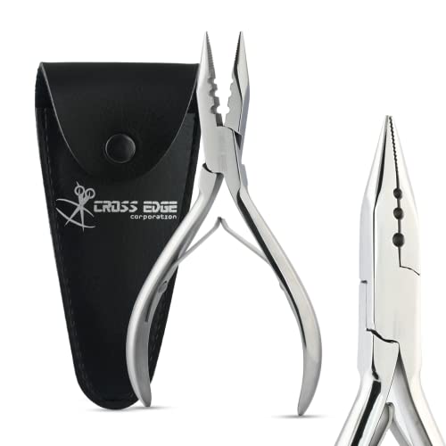 Pro Hair Extension Tools Mini 3 Holes Silicone Micro Beads & Nano Rings Hair Extensions Opener & Remover Pliers Hair Tinsel Feathers Fitting Plier Micro Bead Crimping Plier (Mirror Polish Soft)