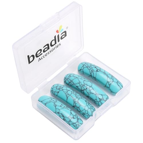BEADIA Curved Blue Turquoise Stone Beads 36x10mm 4pcs for DIY Bracelet Jewelry Making - color: Blue Turquoise