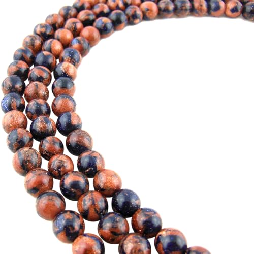 8mm Blue Gold Sand Stone Mixed Sandstone Beads Round Semi Precious Gemstone Loose Beads for Jewelry Making 14"(45-48pcs/strand) - color: Mixed Sandstone, size: 8mm