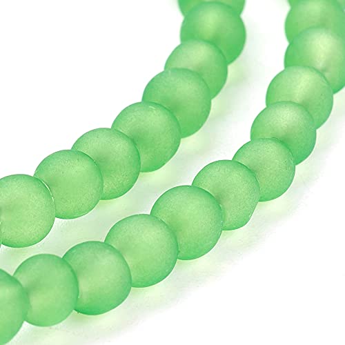 FASHEWELRY 200Pcs Transparent Frosted Glass Bead 4mm Matte Crystal Glass Loose Beads for DIY Jewelry Making (Lime Green) - color: Lime Green