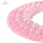 BEADNOVA 4mm Natural Rose Quartz Gemstone Round Loose Beads for Jewelry Making (90-92pcs) - color: 22) Rose Quartz Round Beads, size: 4mm