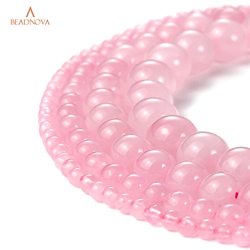 BEADNOVA 4mm Natural Rose Quartz Gemstone Round Loose Beads for Jewelry Making (90-92pcs) - color: 22) Rose Quartz Round Beads, size: 4mm