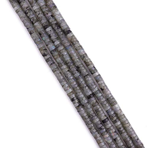 BEADIA Natural Spectrolite Spacer Beads Caps Loose Semi Gemstone for Beading Jewelry Making 6mmx3mm 38cm - color: Spectrolite, size: Round 6mm x 3mm