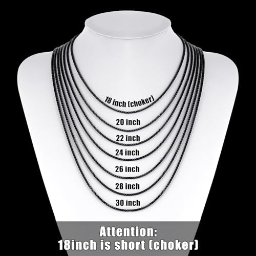 Fiusem Pendant Necklace for Men, Silver Tone/14k Gold Plated/Black Mens Pendant Necklaces with 2.5 mm Box Chain, Stainless Steel Bar Chain, 18-28 Inches - color: black, size: 22 Inches, style: Pierced Rectangle