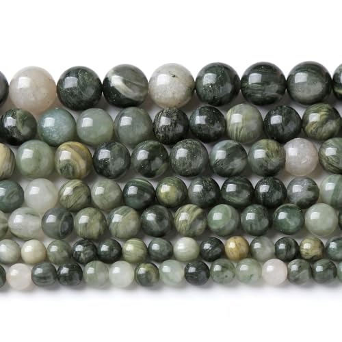 60pcs 6mm Natural Green Hair Quartz Stone Beads for Jewelry Making DIY Bracelet Necklace Accessories 15" Energy Healing Power Round Stone Beads (6mm, Green Hair Quartz) - color: Green Hair Quartz, size: 6mm