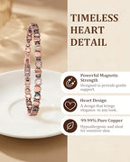 99.99% Pure Copper Magnetic Bracelet for Women, Heart Wire Design Adjustable Jewelry with 3800 Gauss Magnets, Elegant Gift Box - color: Copper Heart