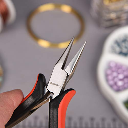 The Beadsmith Chain Nose Pliers – Fine Tips – 5 inches (127mm) – Ergonomic Handle with Double Leaf Springs – Jewelry Making Tool for Creating Bracelets, Earrings and Necklaces - size: Chain Nose - 5"
