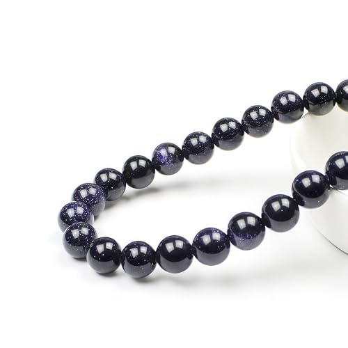 MJDCB Natural Stone Beads Blue Sand Stone Round Loose Beads for Jewelry Making DIY Bracelet Necklace (12mm) - color: Blue Sand Stone, size: 12mm