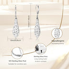 ALEXCRAFT 925 Sterling Silver Dangle Earrings for Women, 14K Gold Plated French Leverback Earrings, Hypoallergenic Lightweight Statement Hammer Square Bar Long Drop Earing for Women Trendy Jewelry - color: SilverB