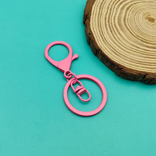 30Pcs Lobster Claw Clasps Keychain for Jewelry Making,Metal Lobster Clasp Swivel Trigger Clips with Swivel Clasps Hook Clips Flat Split Keychain Ring for DIY Craft Jewelry Making(Rose Red) - color: Rose Red