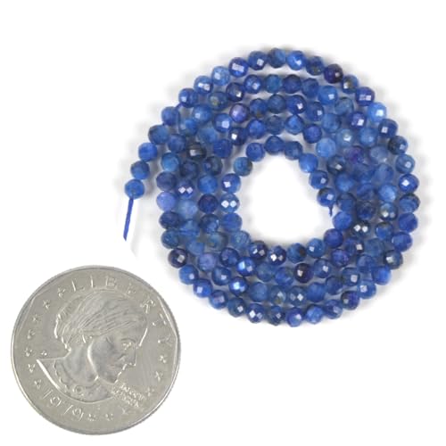 3mm Dyed Blue Kyanite Faceted Gemstone Round Loose Beads Strand 15.5-16" DIY Jewelry Making - color: Dyed Blue Kyanite