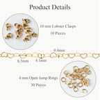 Jabogrii 5 Meters Gold Stainless Steel Jewelry Making Chain Spool Craft Heart Chain Bulk for Jewelry Making - color: Hollow Heart Gold