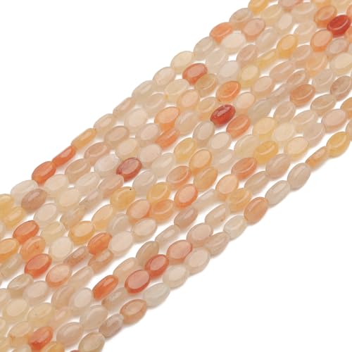 70pcs Natural Yellow Aventurine Stone Beads，4x6mm Egg Shape Loose Gemstone Beads for Jewelry Making Design Earring Necklace - color: yellow aventurine