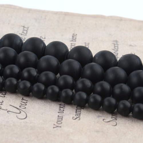 48pcs Natural Matte Black Onyx Gemstone Beads，8mm Frosted Round Loose Stone Beads for Jewelry Making Earring Bracelet Necklace DIY Crafts - color: Black Onyx, size: 8mm