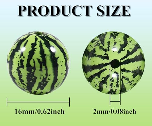 15Pcs Acrylic Beads Round 16mm Summer Watermelon Print Fit for DIY Jewelry Bracelet Necklace Keychain Beadable Pens Mobile Phone Chain Making Cute - color: Watermelon