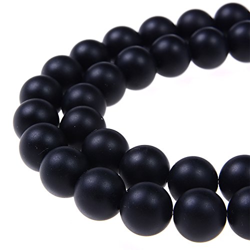 Natural Gemstone Loose Beads Matte Approxi 15.5 inch DIY Bracelet Necklace for Jewelry Making (6mm, Matte Black Onyx) - color: Matte Black Onyx, size: 6mm