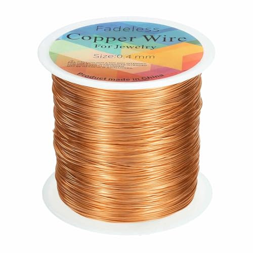 HARFINGTON Wire 328ft Length 26 Gauge Copper Craft Jewelry Wrapping Wire Tarnish Resistant Beading for Jewelry Making Supplies Crafting, Rose Gold - color: Rose Gold