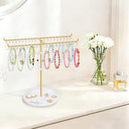 OAOLEER Bracelet Holder Organizer,2 Tier Jewelry Stands and Displays with 40 Movable Hooks Gold Bracelet Stand Jewelry Rack for Necklaces Bangles