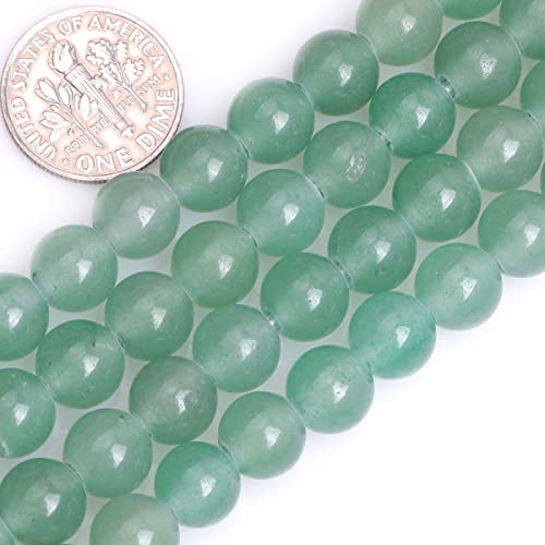 JOE FOREMAN 2MM Big Hole 8mm Green Aventurine Jade Round Natural Gemstone Semi Precious Loose Beads for Jewelry Making 15" Beaded Strand DIY Handmade Craft Supplies - size: 8mm