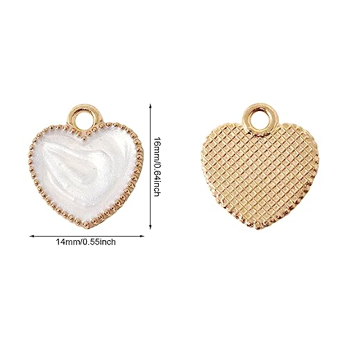 Honbay 40PCS Enamel Alloy Charms Pendant Dainty Cute Love Heart Shaped Pendants Valentine's Day Pendant Bead Charms for Keychains Earrings Bracelets Necklaces Jewelry Making and DIY Crafts - color: White