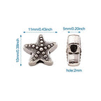 Fashewelry 50Pcs Antique Silver Starfish Beads Ocean Animal Spacer Tibetan Metal Sea Life Charm Beads 10x11mm for Jewelry Making Supplies Crafts DIY - color: Antique Silver Starfish-1