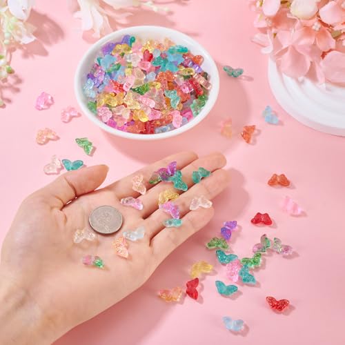 Beadthoven 240Pcs 12 Colors Butterfly Glass Crystal Beads Gold Sand Butterfly Lampwork Glass Beads Handmade Transparent Small Crystal Spacers for DIY Bracelet Necklace Earrings Jewelry Making Supplies - color: Butterflies Tiny
