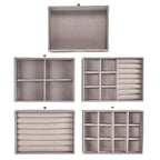 Greenfeather Jewelry Organizer with 7 Removable Drawers, Clear Acrylic Jewelry Box with 16 Necklace Hooks 48 Pairs of Earring Holes 5 Velvet-Lined Drawers for Rings Bracelets Necklaces - color: Gray-Style B