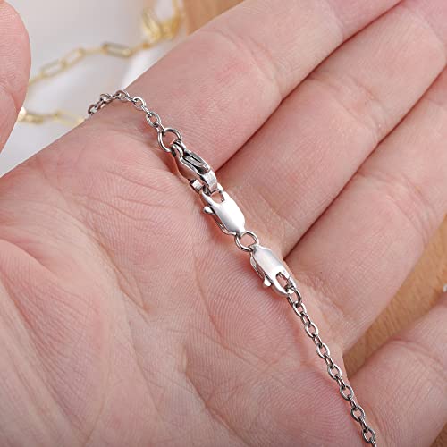 925 Sterling Silver Double Lobster Clasp Bracelet Extender Necklace Clasps and Closures Sterling Silver Bracelet Extension Clasps for Jewelry Making（2pcs） - color: C-White Gold