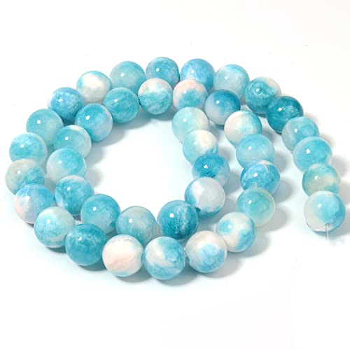 60pcs 6mm Natural Blue White Persian Jade Gemstone Beads Energy Healing Crystal Round Loose Stone Beads for Jewelry Making, DIY Bracelets Necklaces - color: Blue White Persian Jade, size: 6mm