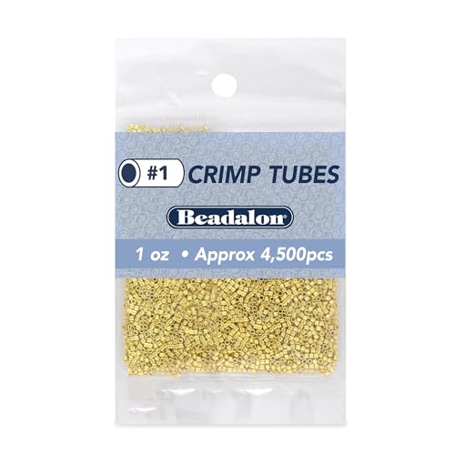 Beadalon Crimp Tubes, Size #1, Gold Color, 1 oz, Approx. 4,500 pc - color: Gold, size: Size #1, 4,500 pc