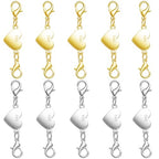 925 Silver Magnetic Necklace Clasps and Closures, Double Lobster Magnetic Necklace Clasps for Bracelet and Necklace Extender (5golden+5silvery) - color: 5golden+5silvery