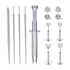 QWALIT Piercing Taper Threadless Insertion Tool - Titanium Labret Pin 16g, 18g, 20g - color: D13 - Silver Threaded+Threadless Tool