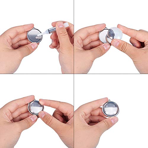 FASHEWELRY 10 Sets Stainless Steel Flat Round Bezel Pendant Trays with Half Round Glass Cabochon Clear Dome for DIY Jewelry Making - color: 16mm-10 Sets