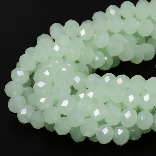 5 Strands 8mm 300PCS Light Green Crystal Beads, Song Xi Porcelain Jade Glass Beads for Jewelry Making, Gemstone for Necklace Earring, Arts and Crafts, DIY and Craft Supplies - color: Light Green, size: 8mm(5 Strands)