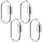 4 Pcs Locking Carabiner Small, Oval Jewelry Carabiner, Silver Carabiner Clasp, Metal Carabiner Necklace for DIY Necklace Bracelets Jewelry Making Hook (Silver) - color: 4 Pcs-Silver, Gold, Style2