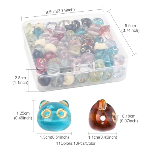110Pcs Acrylic Cat Head Shapes Mini Cute Beads for DIY Jewelry Bulk Metal Enlaced Cat Animal Spacer Beads for Bracelets Necklaces Earrings Making and Crafting - color: Cat Head- 110 pcs