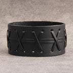 GelConnie Leather Cuff Bracelet Punk Braided Bracelets Rock Leather Wristbands Faux Mens Leather Bracelet Gothic Viking Bangle Adjustable Wrap Bracelet for Women,Men - color: MLPB084-Black