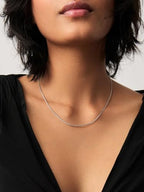 ChainsHouse Flat Box Chain Necklace Men, 2/4/6/8mm Round Link Chain Necklaces, Stainless Steel/Black/14K Gold Plated Mens Jewelry, 14"-30" Length, Come Gift Box - color: A-2mm-stainless, size: 28 Inches