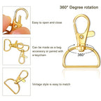 Swivel Snap Hook, 35 PCS Light Gold Lanyard Clips, Metal Lobster Claw Clasps Keychain Hook with 3/4 INCH D Ring for Macrame Keychain Swivel Clips for Making Key Fobs - color: Light Gold