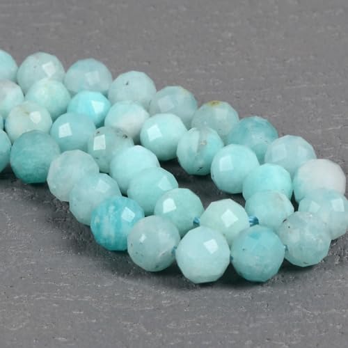 6mm Brazilian Amazonite Faceted Gemstone Round Loose Beads Strand 15.5-16" DIY Jewelry Making - color: Brazilian Amazonite