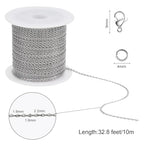 SMYHTGLIF 10 Meters Stainless Steel Jewelry Making Chains Silver Cable Rolo Chain with Lobster Clasps and Jump Rings for Jewelry Making - color: Rolo Silver