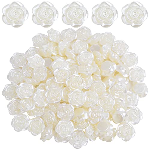 15 mm ABS Plastic Rose Flower Beads Lovely Roseflower Spacer Beads (White) - color: White