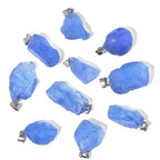 10pcs Irregular Raw Natural Blue Crystal Rock Stone Pendant Healing Crystal Chakra Gemstone Charm for Jewelry Making DIY Necklace Earrings Accessories Reiki - color: Blue Crystal