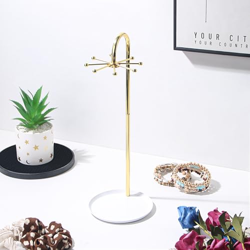Necklace Holder, Rotating Necklace Display for Vendors, Metal Jewelry Display Stand, Hanging Pandent Chain Tower Rack with 8 Hooks