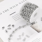 SMYHTGLIF 2 Meters Stainless Steel Jewelry Making Chain Bulk with Buckles Silver Paperclip Chain for Jewelry Making - color: Knot Silver