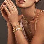 Gold Bracelets Set for Women Stack, Chunky Thick Bracelets Stack for Women Trendy, Simple Dainty Thin Gold Plated Cuff Stackable Bracelets With Beaded Cuban Paperclip Snake Rope Bangle Hand Chain Jewelry - style: Style 08-gold